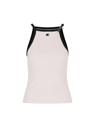 Courrèges Buckle Contrast Tank Top In Yellow