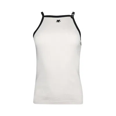 Pre-owned Courrèges Buckle Contrast Tank Top 'lime Stone/black' | Grey | Women's Size M