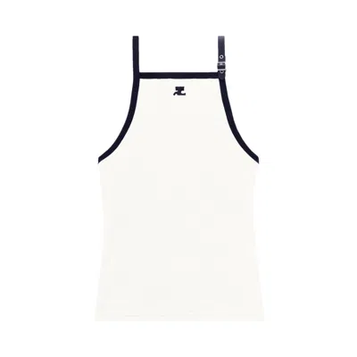 Pre-owned Courrèges Buckle Contrast Tank Top 'white'