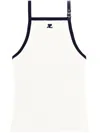 Courrèges Sleeveless Top With Adjustable Straps And Contrast Trim In White