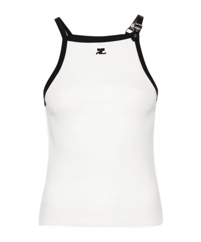 COURRÈGES COURRÈGES BUCKLE DETAILED HALTER-NECK TOP