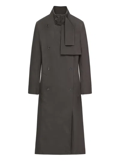 Courrèges Buckle Cotton Trench Coat In Brown