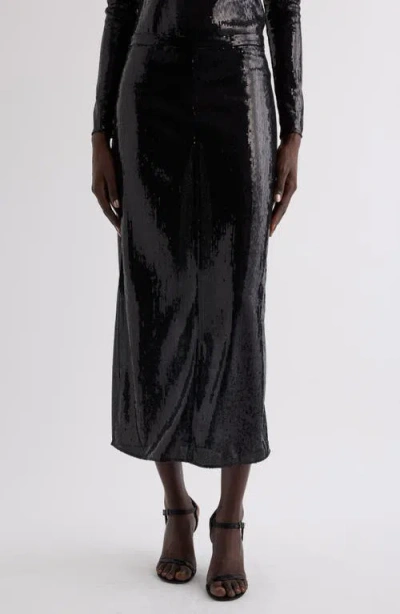 Courrèges Buckle Cutout Sequin Skirt In Black