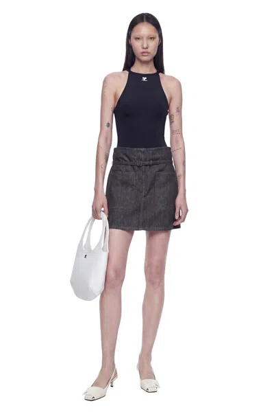 Courrèges Buckle Cut-out Swimsuit In Black