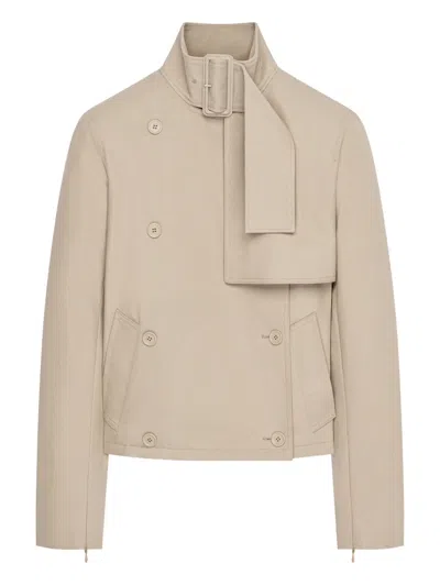 Courrèges Buckle-detail Button Trench Jacket In Neutral