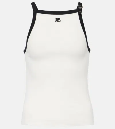Courrèges Courreges Buckle Contrast Tank Top White In Red