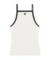 Courrèges Sleeveless Top With Adjustable Straps And Contrast Trim In White