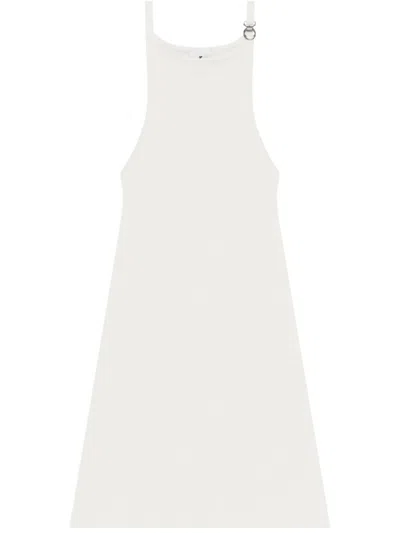 Courrèges Geripptes Kleid Mit Schnalle In Weiss
