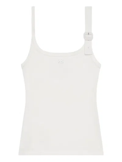 Courrèges Buckle-detail Ribbed Tank Top In White