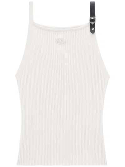 COURRÈGES BUCKLE-DETAIL RIBBED TANK TOP