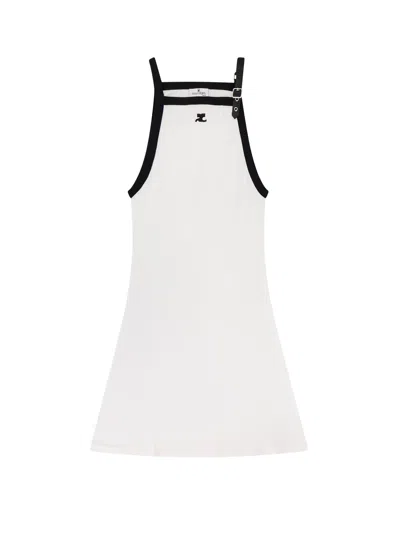 COURRÈGES BUCKLE DETAILED HALTER-NECK DRESS