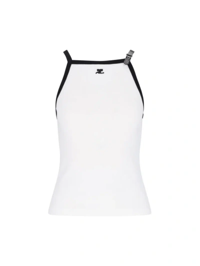 Courrèges Buckle Detailed Halter In White