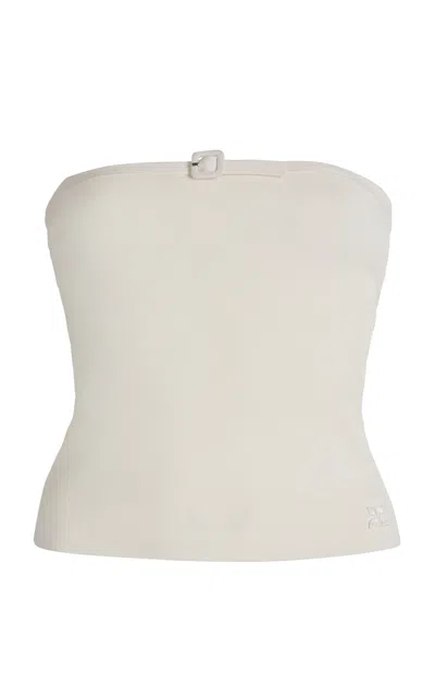 Courrèges Buckle-detailed Knit Tube Top In White