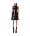 Courrèges Buckle-detailed Patent-finish Minidress In Black