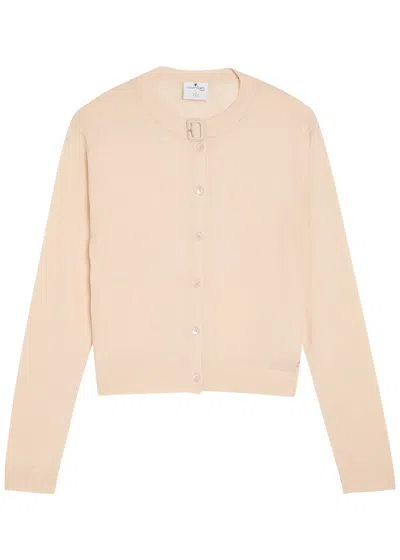 Courrèges Buckle Fastening Merino Wool Cardigan In Neutral