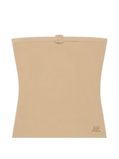Courrèges Buckle Knit Bustier Top In Neutral