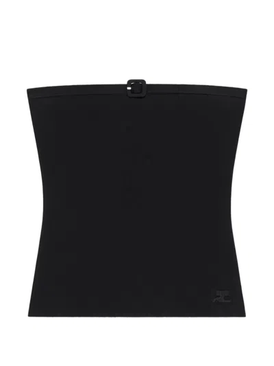 Courrèges Buckle Knit Bustier Top In Black