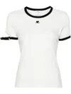 Courrèges Fitted White T-shirt With Contrasting Ribbed Trim In White