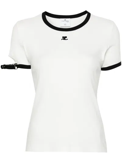 COURRÈGES BUCKLE LOGO-PATCH T-SHIRT