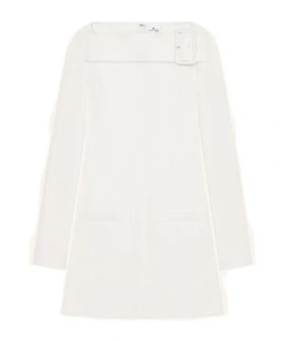 Courrèges Buckle Long-sleeves Mini Dress In White