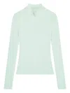 Courrèges Buckle-neck Ribbed Sweater In Green
