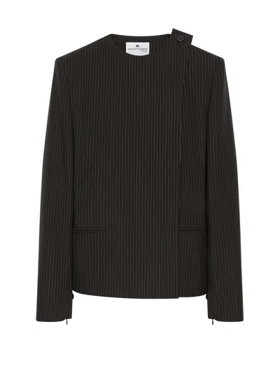 Courrèges Buckle Pinstripes Jacket In Black