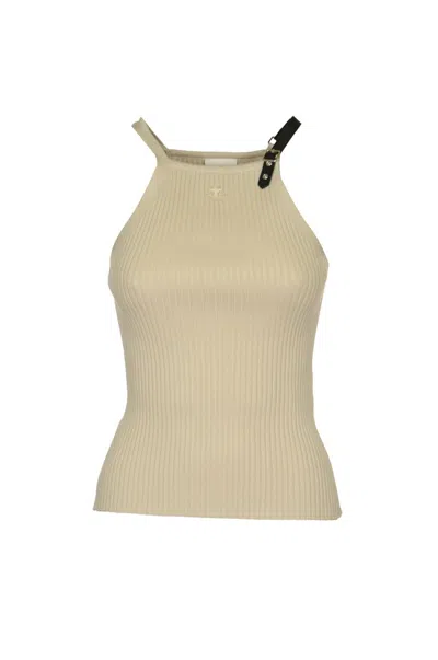Courrèges Buckle Rib Knit Tank Top In Yellow