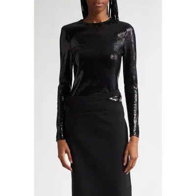 Courrèges Buckle Sequin Top In Black