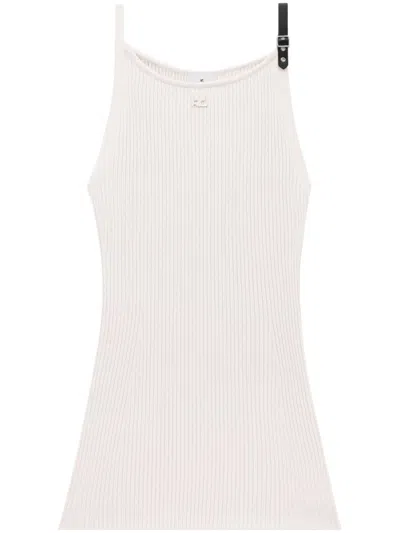 Courrèges Buckle-detail Ribbed Tank Top In Pink