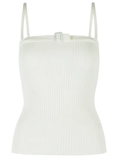 Courrèges Buckle Rib Knit Top In White