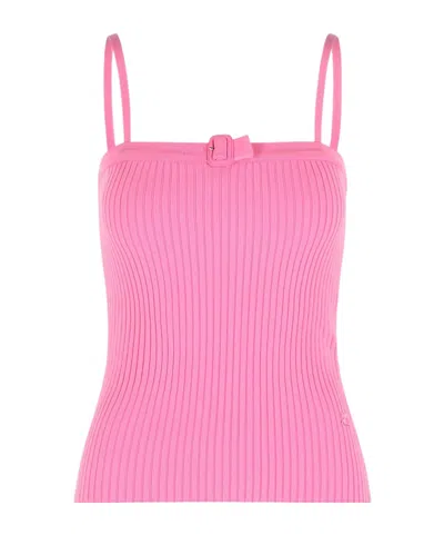 COURRÈGES 'BUCKLE' TANK TOP IN PINK VISCOSE BLEND