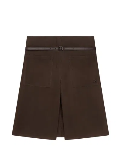 Courrèges Buckled Knee-length Shorts In Brown