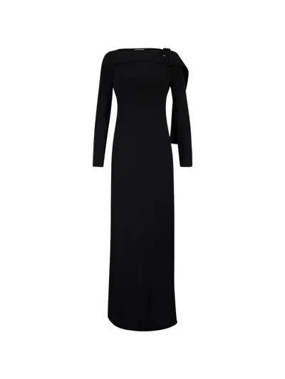Courrèges Buckled Long-sleeve Maxi Dress In Black