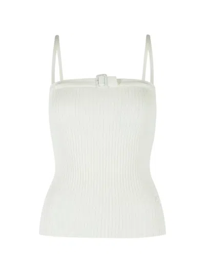 Courrèges Buckle Tank Top In White Viscose Blend