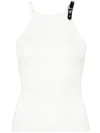 Courrèges Ribbed Top With Logo In 白色
