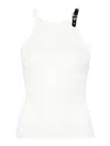 Courrèges Ribbed Top With Logo In White