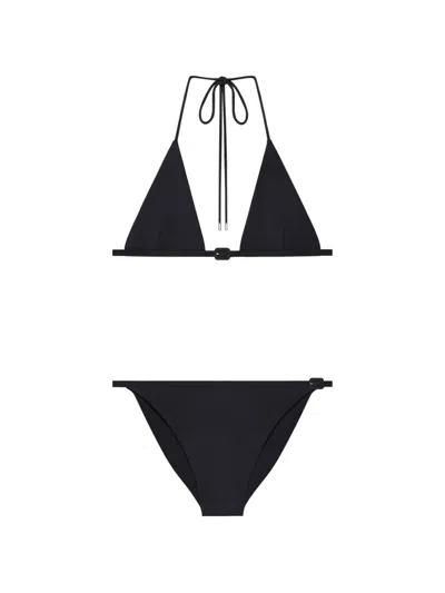 Courrèges Buckle-detail Bikini In Black