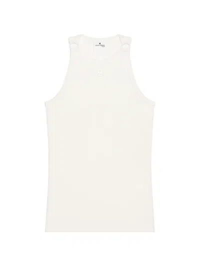 Courrèges Buckle-detail Ribbed Tank Top In White