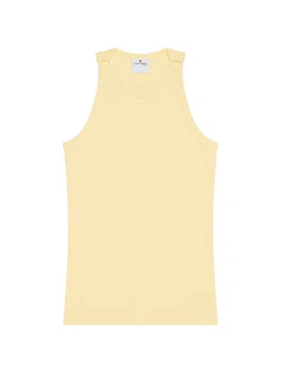 Courrèges Buckle-detail Ribbed Tank Top In Yellow