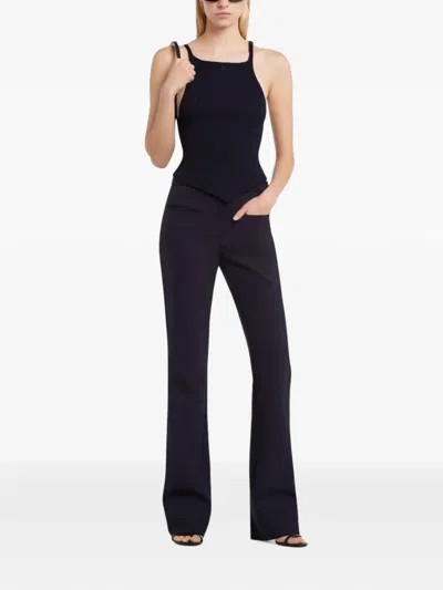 Courrèges Buckle-detail Rib-knit Top In Black