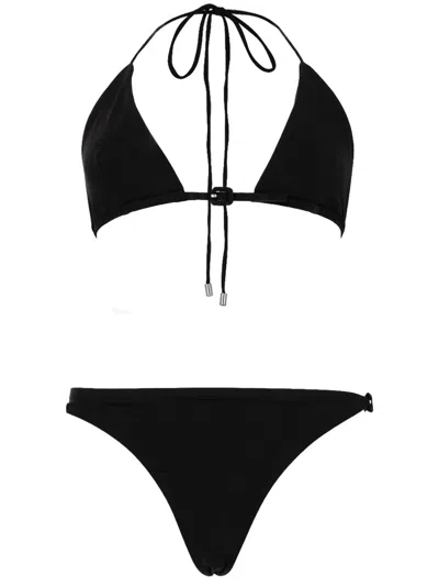 Courrèges Buckle-detailed Stretch Polyamide Bikini Set In Black