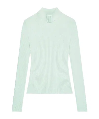 Courrèges Buckle-neck Ribbed Sweater In Animal Print