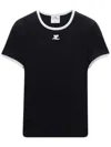 Courrèges Bumpy Contrast Cotton T-shirt In Black
