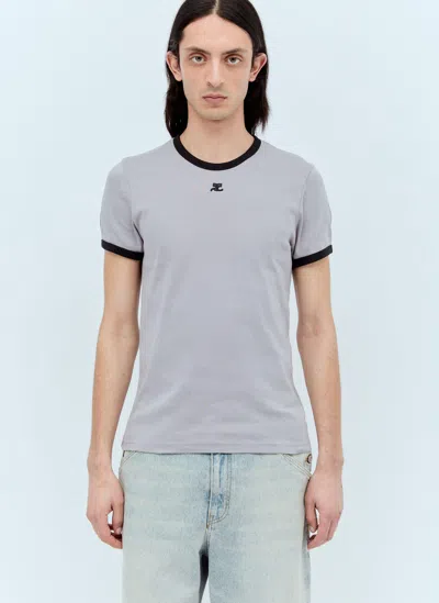 Courrèges Bumpy Contrast T-shirt In Grey