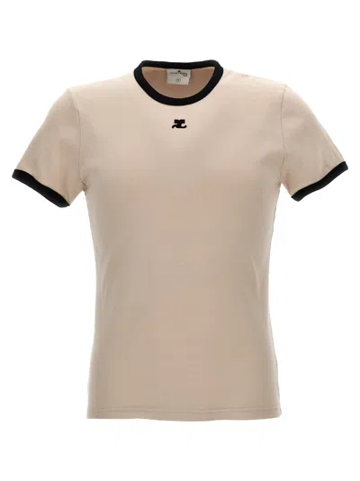 Courrèges Bumpy Contrast T-shirt In Lime