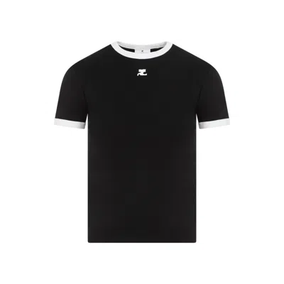 COURRÈGES COURRÈGES BLACK BUMPY CONTRAST T-SHIRT REEDITION