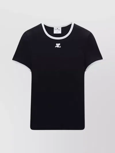 COURRÈGES BUMPY SLEEK ROUND NECK SLEEVED TOP