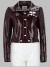 Courrèges Vinyl Blazer With Collared Neck And Long Sleeves In Burgundy