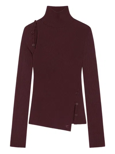 COURRÈGES BURGUNDY BUTTONED SWEATER