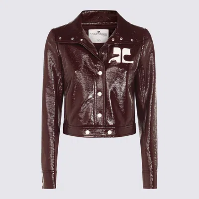 Courrèges Burgundy Cotton Casual Jacket In Purple